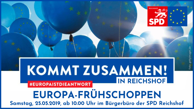 "Europa-Frühschpnnen" am Samstag, 25. Mai 2019, ab 10.00 Uhr im Bürgerbüro der SPD Reichshof