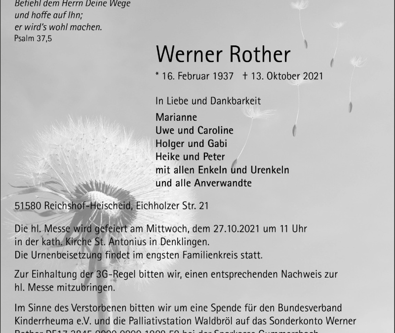 Trauer um Werner Rother